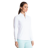 Alternate View 1 of Solid White Cooling Sun Protection Quarter Zip Pull Over